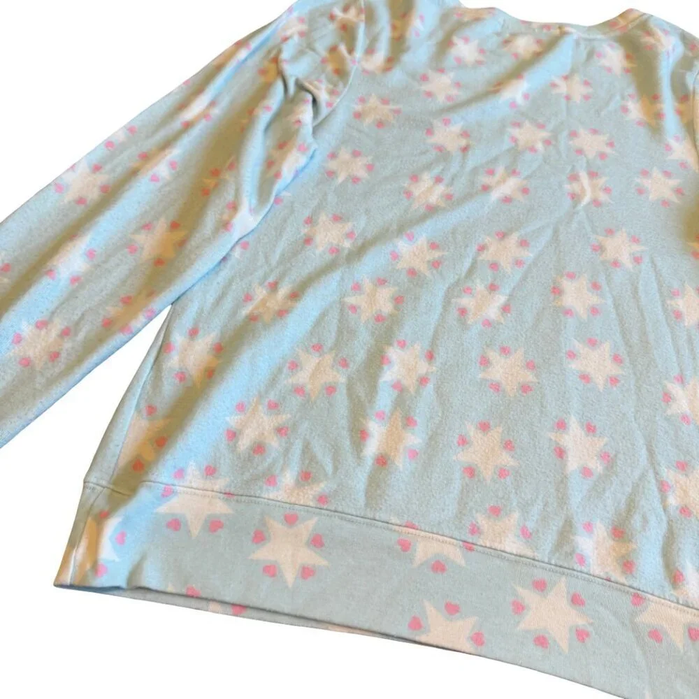 Wildfox Star Print Pullover Sweater Stretchy Pastel Comfy Cozy Size Small Womens